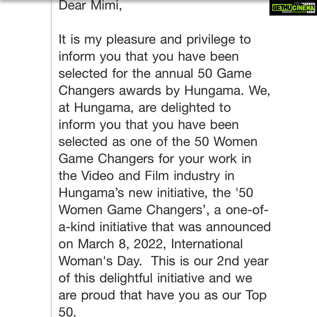 Mimi Chakraborty Instagram - It’s a Privilege and honour to receive Hungama's Women Game Changer Award for 2023 I've always believed that cinema is the most impactful medium to express yourself and it makes me glad to know that my efforts ,hardwork and abilities made an impact.Jumping with Joy✌️