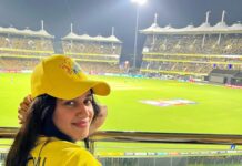 Mirnalini Ravi Instagram - The CHEPAUK 💛🔥🥹 #CSKvsMI 🦁 Chepauk Stadium