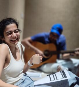 Mithila Palkar Instagram - This is me in my truest element - messy hair, chai, music and non-stop giggles. Thanks for freezing this @garimakiaankh 🤍