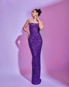 Mithila Palkar Instagram - Filmfare Night 💜✨ Gown @dollyjstudio Earrings @varunadjani Bracelets @dhanrajjewellers Ring @shealuxejewels Styling @shreejarajgopal Style team @nandinijain05 Glam @sahithya.shetty Hair @hairbyseema Photographer @mohitvaru