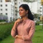 Monisha Blessy Instagram - There she goes, romanticising her life again ❤️ Sucha prettyyy outfit from @laxmiwear 🤩 N who doesn’t fall in love with thiss beautiful shade!? 😍 Gooo check out their page for more collections ✨ #monishablessy