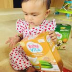 Mridula Vijay Instagram – I won’t give this to anyone 😜
Thank you @babyvitafood for this yummy baby food products 
@dwanikrishna_official