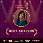 Mrunal Thakur Instagram - Thank you @ibollywoodlife for the recognition of the brilliance of this beautiful film and character. This film is close to my heart and it truly deserves to be appreciated and loved. Thank you to the audience and jury for believing in Sita Ramam, this is only the beginning! @hanurpudi @swapnaduttchalasani @dqsalmaan @composer_vishal @vyjayanthimovies @mrsheetalsharma @missblender @lakshsingh__ #sitaramamteam thank you 🙏🏼