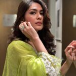 Mrunal Thakur Instagram - Good hair day 🥰 Outfit - @devnaagri Jewellerry - @ishhaara @ascend.rohank Footwear - @fizzygoblet Styled by - @sheefajgilani Assisted by - @astha_kothari @kashishsinhaaa Makeup by @missblender Hair by @deepalid10