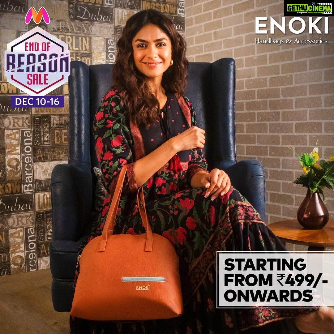 Mrunal Thakur Instagram - Get your hands on @enoki_world best! Prices like never before only on Myntra End of Reason Sale #MyntraEndOfReasonSale #MyntraEORS #enokibags #bagsforwoman #ad