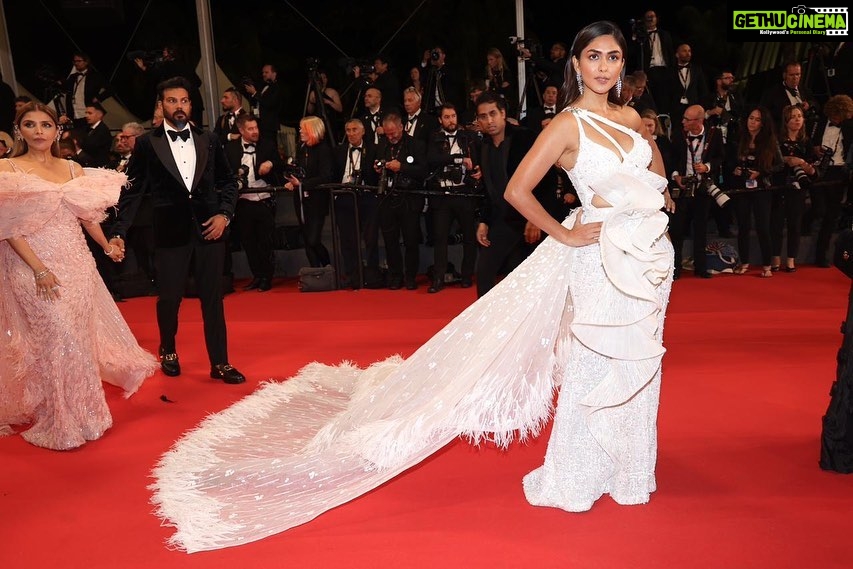 Mrunal Thakur Instagram - A night to remember ✨ HMU - @shraddhamishra8 Styling - @rahulvijay1988 Photo - @eastmancolourr Video - @amitsingh.dop @shakeelbinafzal Custom gown - @falgunishanepeacockindia @falgunipeacock @shanepeacock Shoes - @louboutinworld Earrings - @vandalsworld_unofficial @elevate_promotions Ring - @mahesh_notandass @elevate_promotions #Cannes2023 #Collab #GreyGoose #ViveLeVoyage @greygoose @fetch_india