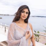 Mrunal Thakur Instagram - Thank you @falgunishanepeacockindia for this absolute stunner and for making me feel like the #DesiGirl I am HMU - @shraddhamishra8 Styling - @rahulvijay1988 Photo - @eastmancolourr Video - @amitsingh.dop @shakeelbinafzal Saree - @falgunishanepeacockindia Shoes - @jimmychoo Earrings - @outhousejewellery #Cannes2023 #Collab #GreyGoose #ViveLeVoyage @greygoose @fetch_india