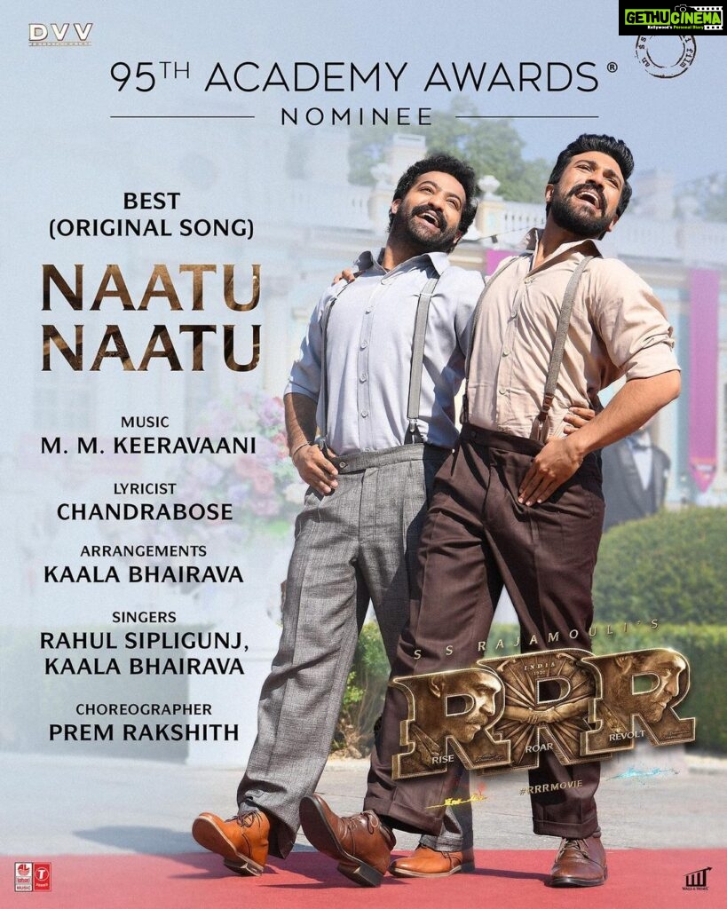 N. T. Rama Rao Jr. Instagram - Congratulations #MMKeeravaani Garu and @boselyricist Garu on achieving another well-deserved and monumental feat... This song will forever hold a special place in my heart. @ssrajamouli @alwaysramcharan #RRRMovie #NaatuNaatu #Oscars95