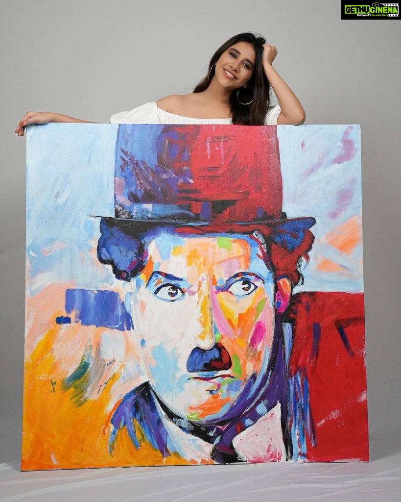 Nabha Natesh Instagram - My first ever 4*4 canvas, recreated a painting of The Legendary Charlie Chaplin. I have always been inspired by the life of Sir Charlie Chaplin as an actor and as a human. To have dedicated one’s life to serve humanity by bringing smile on people’s face is the best life lived. Paying my respect and tribute to the legend and his life.
