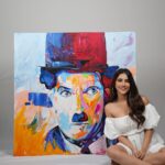 Nabha Natesh Instagram - My first ever 4*4 canvas, recreated a painting of The Legendary Charlie Chaplin. I have always been inspired by the life of Sir Charlie Chaplin as an actor and as a human. To have dedicated one’s life to serve humanity by bringing smile on people’s face is the best life lived. Paying my respect and tribute to the legend and his life.