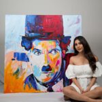 Nabha Natesh Instagram - My first ever 4*4 canvas, recreated a painting of The Legendary Charlie Chaplin. I have always been inspired by the life of Sir Charlie Chaplin as an actor and as a human. To have dedicated one’s life to serve humanity by bringing smile on people’s face is the best life lived. Paying my respect and tribute to the legend and his life.