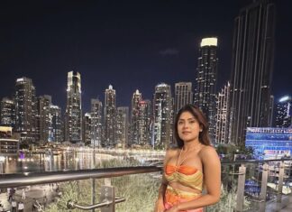Naira Shah Instagram - In love with the magic💕😌 Wearing @preciosa_boutiq #nairashah#dubai#2k22#orange#magic Dubai, United Arab Emirates