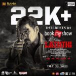 Nandha Durairaj Instagram – 22,000 + Interests in Book My Show !

Book Tickets @ https://tinyurl.com/BMSLaththi

#Laththi #Laatti 
#LaththiFrom22ndDec

@VishalKOfficial @TheSunainaa @nandaa_actor @thisisysr @RanaProduction0