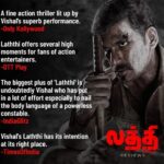 Nandha Durairaj Instagram – Positive Reviews !!

Here Is Another Interesting Sneak Peek 

youtu.be/U5JisfCmph4

#Laththi #Laatti
#LaththiRunningSuccesfully

@actorvishalofficial @thesunainaa @nandaa_actor @rana_productions_official @actorramana_official