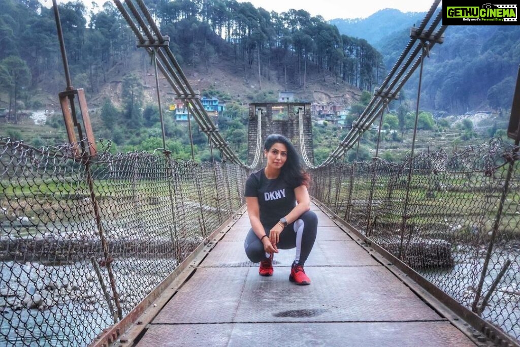 Nandini Rai Instagram - A change in latitude would help my attitude 🏔️ #nature #mountains #bridge #walk #fyp Barkot Uttarkashi