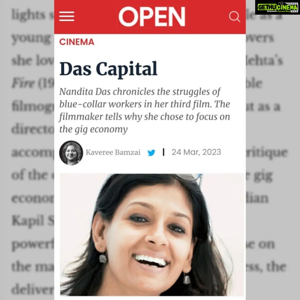Nandita Das Instagram - Thank you @kavereeb for this in-depth piece. These are like small validations of the choices I have made in my life and work 🙏🏽🤗 Check out the full article - follow the link in stories. @kapilsharma @shahanagoswami @sameern @segaldeepak @applausesocial #Zwigato #ZwigatoInCinemas @openmagazine