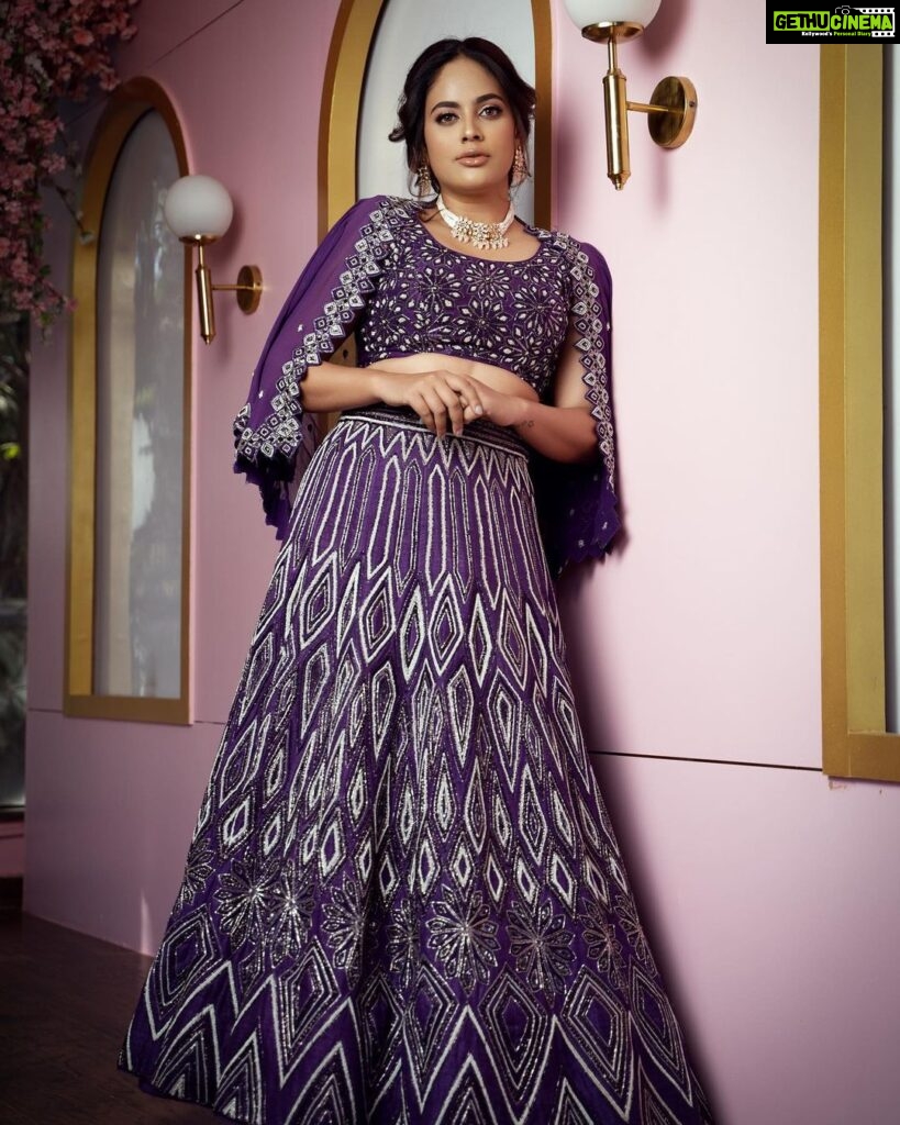 Nandita Swetha Instagram - 🍇🍇🍇🍇 . Shot by @photographer_ajay Outfit @anyracouture Makeup @makeup_by_rithureddy Hair @jayanthivenkateshmakeover Location - @makeup_by_rithureddy . #makeup #lehenga #photoshoot #purple #shoot #click #pose #studio #makeupatudio #actress #photooftheday #photography Bangalore, India
