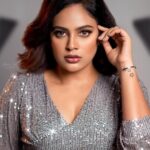 Nandita Swetha Instagram - Shine girlll🪩🪩🪩 Shot by @chidu.ln_portraits Makeup @makeupbypallavishetty Hair @__snehakumar__ . Outfit Top @urbanic_in Skirt @zara Heels @zara . #shoot #photography #makeup #glitter #hairstyle