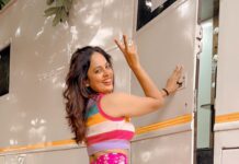 Nandita Swetha Instagram - Trying New things😍😍 . Outfit by @reshmakunhi Makeup @rameshkumar8501 Hair by @praneetha_beautymakeover Asst by @thiru_kshtriyas #PrimeReels #transition #actress #meta @instagram
