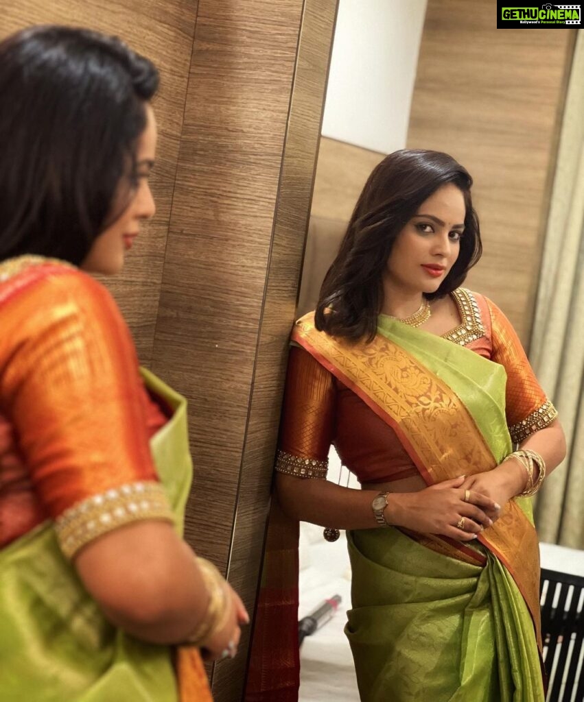 Nandita Swetha Instagram - Elegance personified🫶 Saree and blouse Deisgned by @viswanadham.keerthi ❤️ #temple #saree #nellore Sullurupeta, India