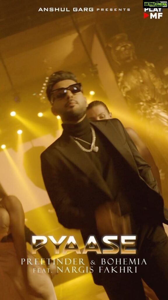 Nargis Fakhir Instagram - Tune in now to get hooked 💫 It was a blast shooting this one with @iambohemia and @preetinderofficial Pyaase is out now on @playdmfofficial YT channel Link in bio 🎶💯 @iamrajatnagpal @anshul300 @raghav.sharma.14661 @keonimars @ingroovesindia @mahakbrahmawar #pyaase #playdmf #nargisfakhri #bohemia #preetinder