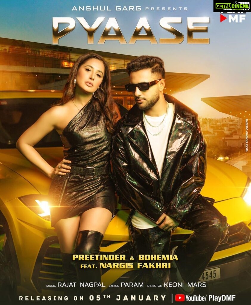 Nargis Fakhir Instagram - And, we begin 2023 with this big reveal✨ 🤩✨ Pyaase by @iambohemia & @preetinderofficial l releasing on 5th January 2023 Only on @playdmfofficial YouTube Channel @iamrajatnagpal @_param_param @anshul300 @raghav.sharma.14661 @keonimars @ingroovesindia @mahakbrahmawar #pyaase #playdmf #nargisfakhri #bohemia #preetinder