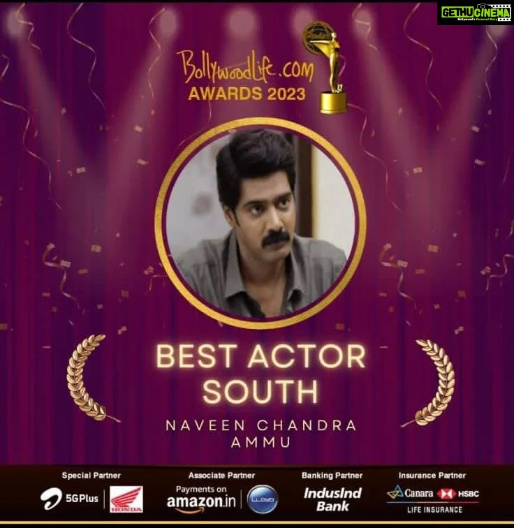 Naveen Chandra Instagram - Hournered and privilege to receive Best Actor south Award #ammu @hindibollywoodlife Thank you and it's overwhelming , gratitude and greatful. And Happy to share this news. Technically my first award in my career. Thank you 🙏. Hournered and privilege !! @ksubbaraj @StoneBenchers #KalyanSubramaniam @kalyanshankar @Kaarthekeyens @charukeshsekar @aishu__ @actorsimha @apoorva_shaligram @primevideoin Surprised!!! @hindibollywoodlife Zee’s Bollywood Life, in their 2022 awards, would like to honour you with Best Actor Award for Ammu in OTT category. #BLAwards2023 #BollywoodlifeAwards #BLAwards