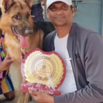 Naveen Chandra Instagram – Congratulations 🎊  Jack 🖤 #germanshepherd and  @smsatishraj  for winning first place in first attempt 
#BallariUtsav2023 #DogsShow more to come surprised and Happy 😊. 
#ballari Wardlaw Comp. Pre-University College