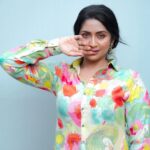 Navya Nair Instagram - "Color me modern 🌈💖 an ode to the bold and beautiful, a canvas to express myself freely and fearlessly 🎨✨ Let's paint the world with our unique hues, my amazing Insta-fam, and shine bright like the rainbow that we are 🌟🌍 #ColorfulLife #ModernArt #BeBoldBeYou" Styled @rn.rakhi MUA @makeupby_nami_ Wearing | Jewellery @shopcultmodern . Styling assistants @sandra_resmi @susaaani_ Photography @shameer_mohi