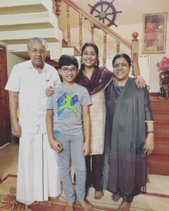 Navya Nair Instagram - Happy birthday to the honourable CM .. for me (vijayan uncle ) .. May you live many more years with a lot of health and peace and happiness …