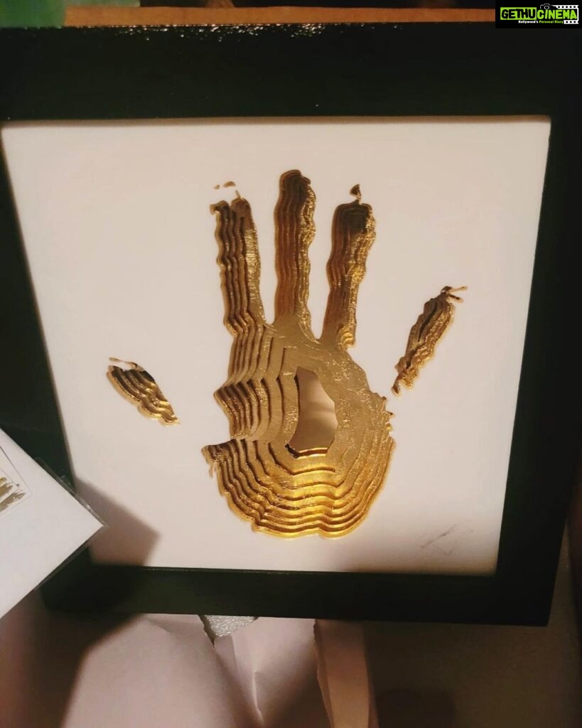 Neetu Chandra Instagram - I finally got my hands on this stunning work of art by Jonathan Schultz. He took my handprint 10 months back, and now I have this lovely imprint in gold that stands for freedom, glory, and hope. Worth the wait❤️. @thejohnathanschultz Thank you so much, darling. Keep growing and blessing the world with your art. #art #goldart #golden