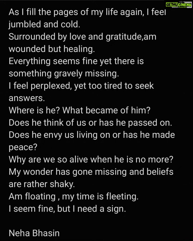 Neha Bhasin Instagram - 29.12.2018 - my journal a month after dad passed on. Please do not be concerned from my writing. I have been writing since I was a child but I don't share very often. I have always had a very deep dark side to me and writing heals me. It is cathartic. I always say my sunny side is more palatable but my intensity is a lonely world. #happyfathersday