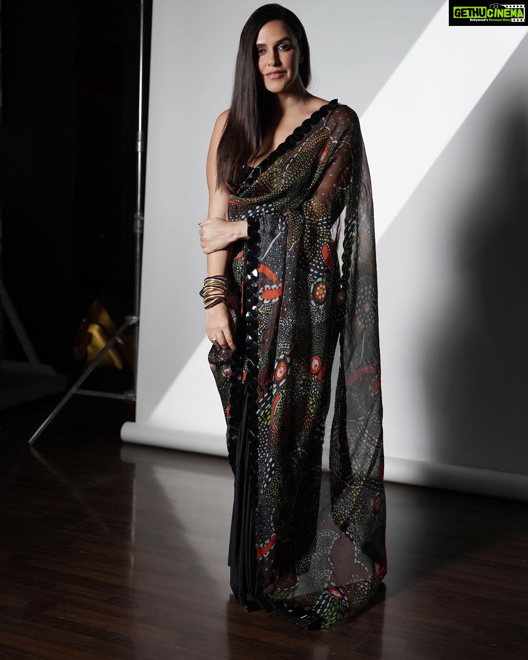 Neha Dhupia Instagram - #moodboard - 🖤 . . . . . . Outfit: @shivanandnarresh Hand stacks: @timelessjewelsby_s Ring: @shopeurumme Styled by @aasthasharma Muah @mitavaswani @artistpoonamsolanki @kapilcharaniya