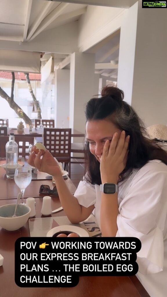 Neha Dhupia Instagram - Safe to say practise makes a man perfect!!! In this case it’s 12 eggs 🥚 a day 🙀🥚😂!!!! Also 👉 always the last ones at breakfast Also 👉 #parentsonthego Also 👉 #boiledeggchallenge . . . . Loving it here @diamonds_thudufushi @oneaboveglobal