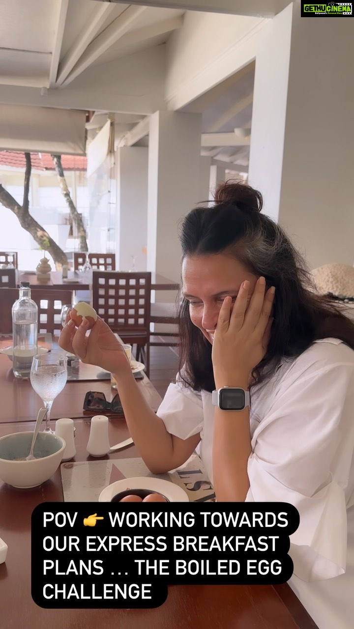 Neha Dhupia Instagram - Safe to say practise makes a man perfect!!! In this case itβs 12 eggs π₯ a day ππ₯π!!!! Also π always the last ones at breakfast Also π #parentsonthego Also π #boiledeggchallenge . . . . Loving it here @diamonds_thudufushi @oneaboveglobal