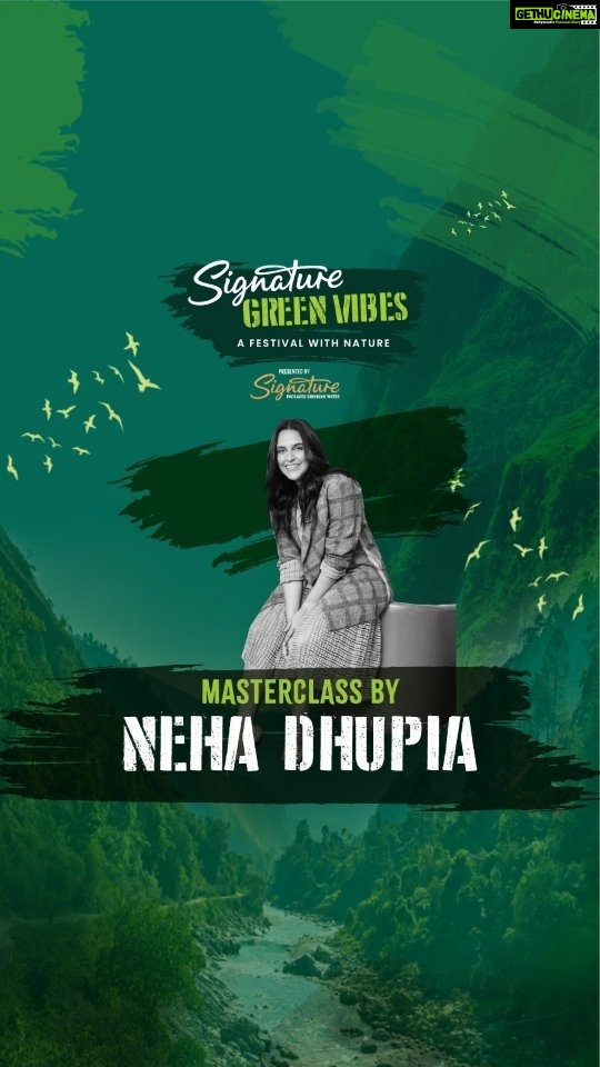Neha Dhupia Instagram - Join the fabulous Neha Dhupia, with Ayushmann Khurrana in a masterclass on living good, doing good for nature only at Signature Green Vibes. Join them for Signature Green Vibes at Hill View Lawn, Oxford Golf Resort, Pune on March 26th. Immerse yourself in an evening of nature, music, local food experiences, and fun green activities presented by Signature Packaged Drinking Water. One with nature, my Signature. . . . Signature Green Vibes is a celebration in the lap of nature with great music, locally inspired food, masterclasses with green creators, and green activities. Come join us! Be one with nature, while leaving no trace behind. #signaturegreenvibes #signaturepackageddrinkingwater #outdoorfestival #music #nature #travel #pune #punecity #punefestival