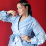 Neha Dhupia Instagram - Feeling blue 😍… @maddermuch 👗 @houseofshikha ✨ Styled by @ayeshakhanna20 @vibhagusain 💄