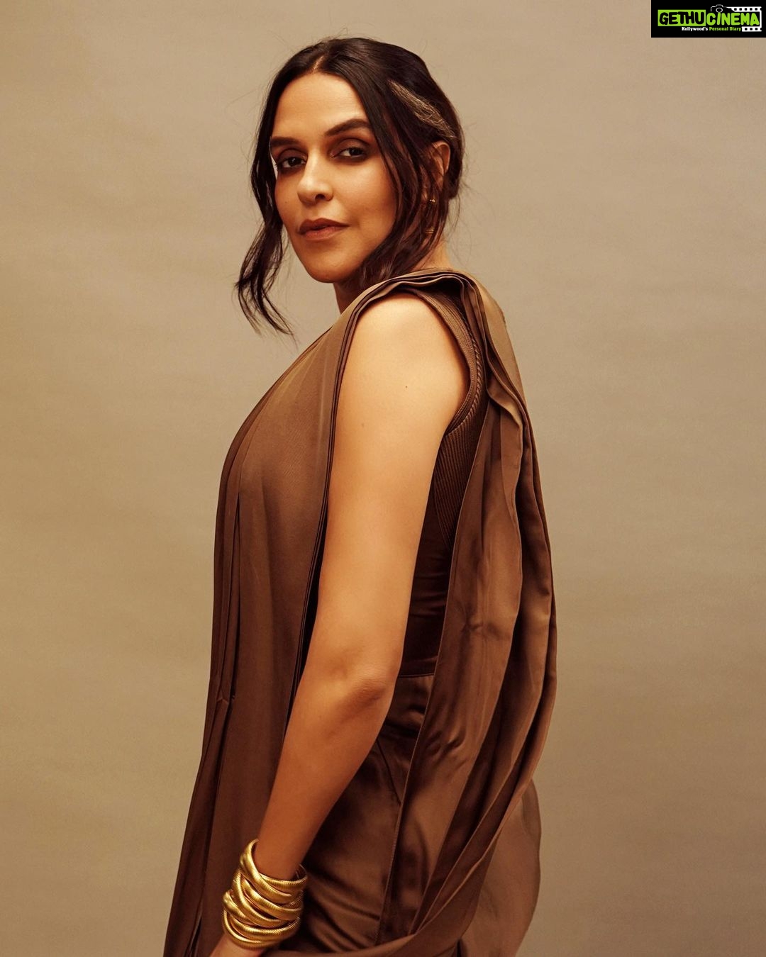 Neha Dhupia Instagram - The dark side of olive … ✨ . . . . . . @ampmfashions @timelessjewelsby_s @vblitzcommunications @pallavisymons 💄 @kamaldeepss @ayeshakhanna20 👗 Styling team @inirahk @kapilcharaniya 📸