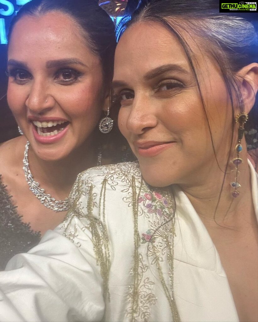 Neha Dhupia Instagram - From being in awe of you , to being by your side … from admiring you as a champion to sharing so much with you as a mama … I could nt be more proud of you my friend @mirzasaniar … thank you for paving the way and cementing the path for so many little girls . . . And this my friend is just the beginning! #loveall , always !🎾 ♥️ #legendsalwaysplayhard