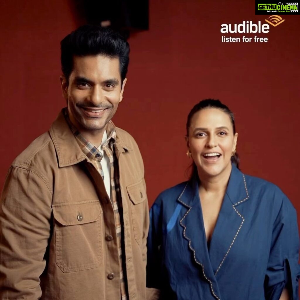 Neha Dhupia Instagram - The married life of Rags & Savi might seem perfect, but there’s trouble in paradise! Tune in to ‘Social Distancing’, our latest show, written by @chetanbhagat where @angadbedi & I play a modern couple dealing with a pinprick in their seamless romance. Listen for free, only on @audible_in! Link in bio. . @mayurpuri