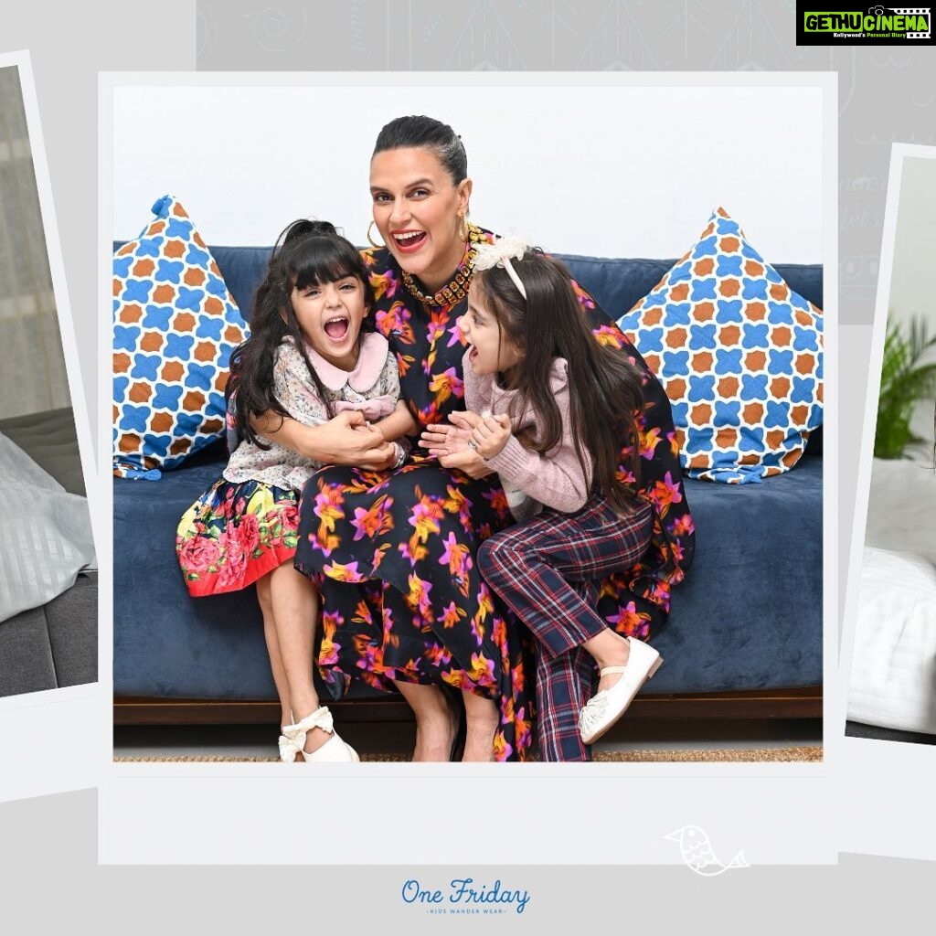 Neha Dhupia Instagram - Step into the world of One Friday and explore fun, frolic and fashion with our adventure captain leading your little ones to smiles and whimsical memories 💙🫶🏼 . . . . #OneFriday #OneFridayWorld #BrandAmbassdor #WanderWithOF #Adventure #KidsClothing #Bollywood #BollywoodMoms #AdventureAwaits #India #explorepage