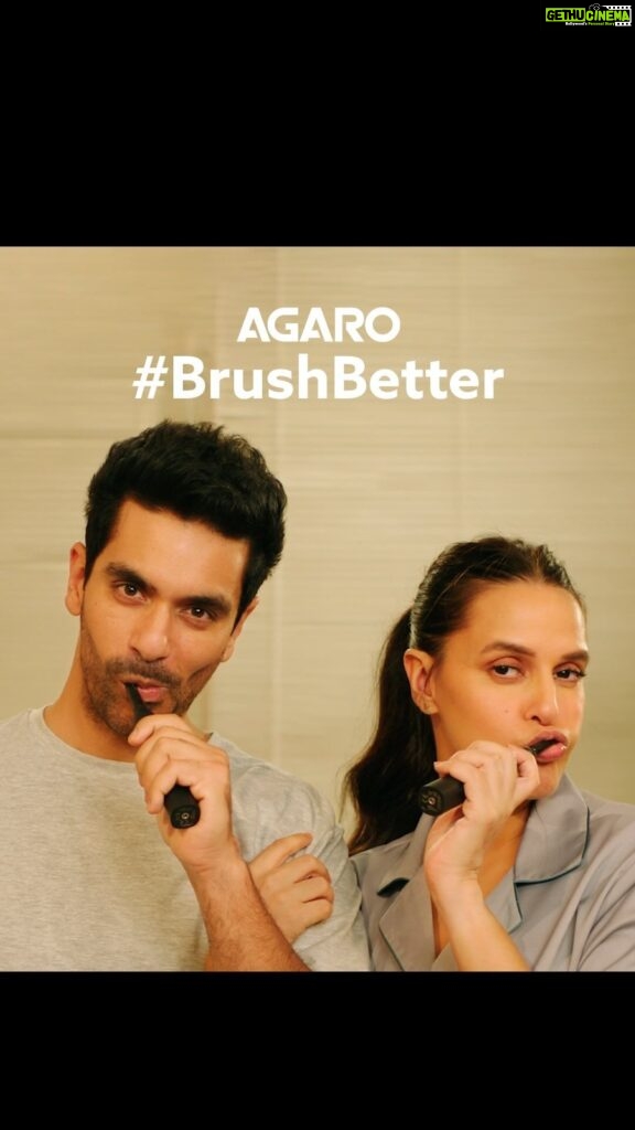 Neha Dhupia Instagram - It took @angadbedi 4 years AND a better brush to finally agree that I’m the smarter one in this relationship. But I guess better late than never? I absolutely love the @theagaro_lifestyle Cosmic Plus Sonic Electric Toothbrush for its 40,000 strokes/minute, various modes of brushing, and smart features. Angad has gotten around to loving it too. If you’ve still not got yours, here’s your cue to order it today and start to #BrushBetter. Visit amazon.in or the agarolifestyle.com website. #AGARO #oralcare #happysmile #travelcase #electrictoothbrush #dentalhygiene #AGAROlifestyle #dailyroutine #toothbrush #oralhygiene #dentalcare #healthyteeth #smiles #oralcarewithAGARO #healthylifestyle #dental #dentalcaretips #travelfriendly #sonicelectrictoothbrush #agarocosmicplus