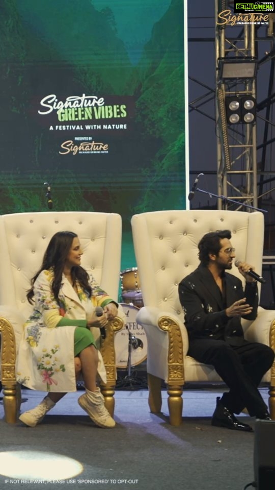 Neha Dhupia Instagram - Pune Masterclass Recap: We had an inspiring masterclass by Neha Dhupia and Ayushmann Khurrana at Signature Green Vibes, Pune. 🤩 We learnt that we can live the good life and do good for the nature by making green choices in simple ways such as carpooling. 🍃 Let's inspire positive change together! 🌿✨ #GreenVibesOnly #LiveGoodDoGood #SignatureGreenVibes #NehaDhupiaMasterclass #SignatureMasterclass #OnewithNatureMySignature #InspiredAction #Changemakers