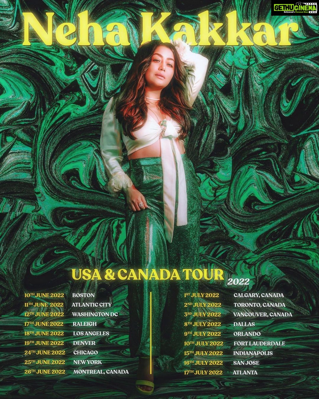 Neha Kakkar Instagram - #NehaKakkarLive in USA- Canada ❤️🔥 10th June 2022 - #Boston 11th June 2022 - #AtlanticCity 12th June 2022 - #WashingtonDC 17th June 2022 - #Raleigh 18th June 2022 - #LosAngeles 19th June 2022 - #Denver 24th June 2022 - #Chicago 25th June 2022 - #NewYork 26th June 2022 - #Montreal 1st July 2022 - #Calgary 2nd July 2022 - #Toronto 3rd July 2022 - #Vancouver 8th July 2022 - #Dallas 9th July 2022 - #Orlando 10th July 2022 - #FortLauderdale 15th July 2022 - #Indianapolis 16th July 2022 - #SanJose 17th July 2022 - #Atlanta @shribalajientertainment #NehaKakkar #USA #Canada