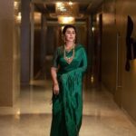 Nikki Galrani Instagram - 🦚🦚🦚 Outfit by @anjushankarofficial Jewellery by @josalukkas Make up & Hair by @teejays_artistry Shot by @team_apdeep ✨