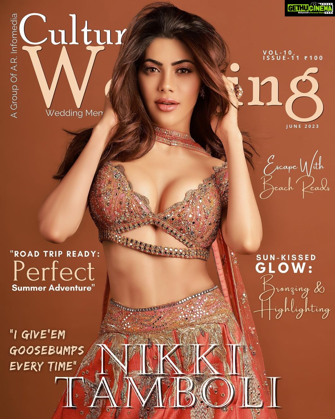 Nikki Tamboli Instagram - “I give’em goosebumps every time🧡 . . Magazine: @culturedwedding Managing Editor: @yadav_manjeet Business Head: @divyanijain1925 Photographer: @amitkhannaphotography Styled by: @stylingbyvictor @sohail__mughal___ Assisted by: @janvijain123 Make-up: @makeupbyrishabk Hair: @hairstylist_jennny Outfit: @sulakshanamonga Jewellery: @nehbynehaparmar Location: @maximusstudiomumbai Artist PR: @shimmerentertainment Co-ordinated by: @nadiiaamalik . . #nikkitamboli #culturedwedding #culturedweddingmagazine