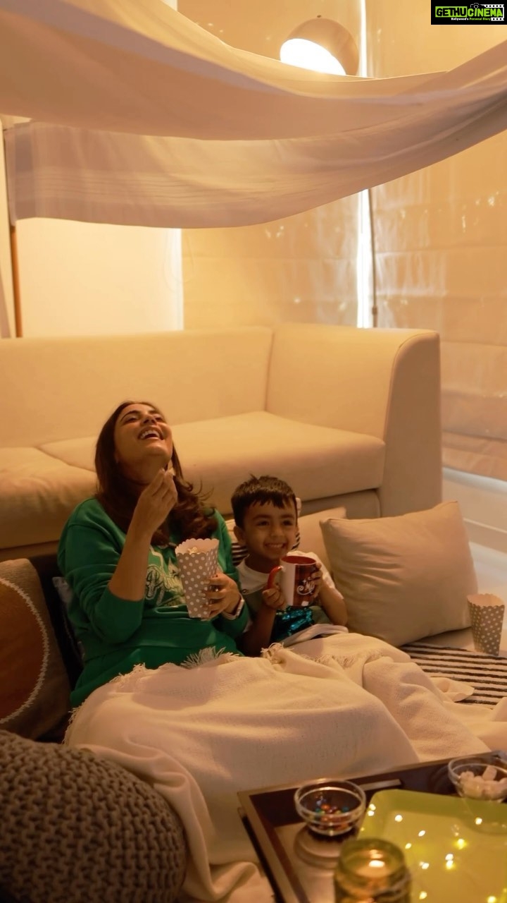 Nisha Agarwal Instagram - Christmas Movies and cuddles with Ishaan while sipping on hot chocolate in a cozy fort is just what I need during this time of the year. We built a cozy fort today, snacked on some popcorn, and eventually fell asleep before the movie could end. Definitely built a core memory today!! #christmas #christmastime #cheistmasvacation