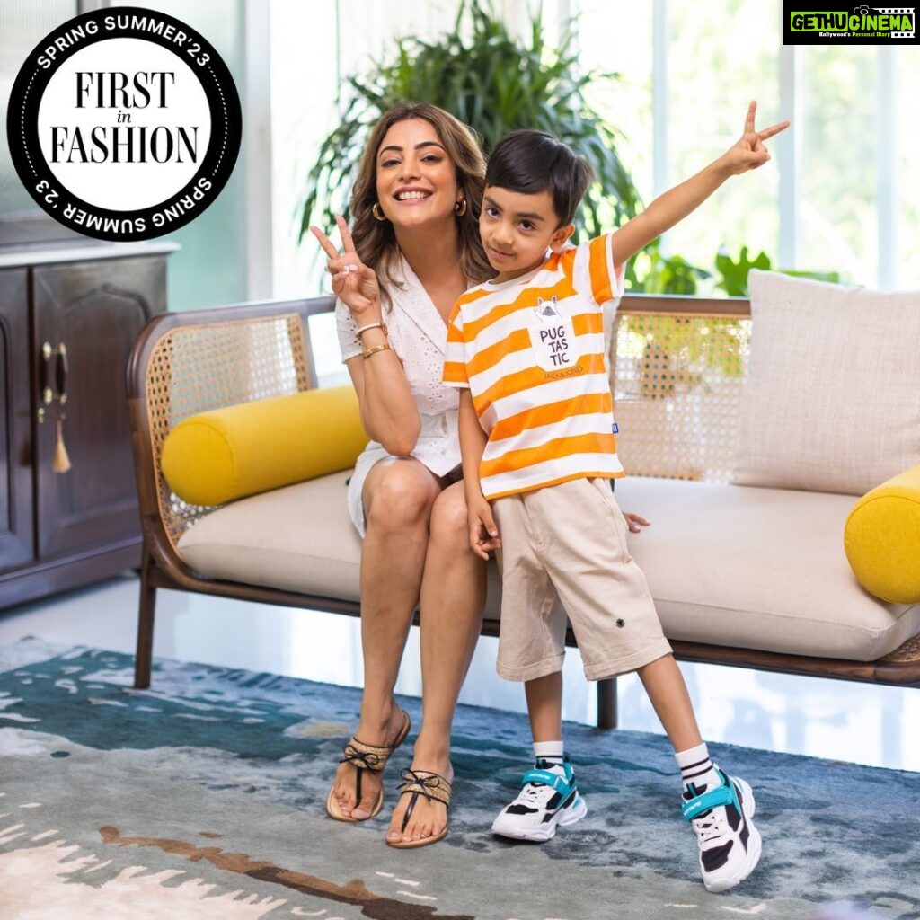 Nisha Agarwal Instagram - As the new season comes, I’m looking out for interesting summer wear for myself and for Ishaan ✨ And when it comes to picking out clothes for Ishaan @nykaafashionkids is my go to 🤍 I discovered fabulous options from so many unique brands for kids wear on @nykaafashionkids 🤍 They are pocket friendly and super stylish while being comfortable and easy on little one's skin. Featured here: Jack & Jones Junior Boys Striped Orange T-Shirt Blue Giraffe Boys Beige Solid Shorts Red Tape Colour blocked Black And Green Walking Shoes #ad #kidsfashion #summer #summerwear