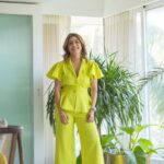 Nisha Agarwal Instagram - Embracing the electric energy of neon in this elegant pant suit! 💚✨ Wearing @aniclothing.in Earrings @varnikaaroraofficiall Shoes @hm #ColorfulConfidence #neonvibes #summer #summerdressing