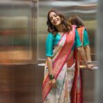 Nisha Agarwal Instagram - When we shot in the elevator ❤️😍 loved how it turned out ❤️ Captured by @piyush_tanpure #saree #sareelove #indiansaree #indianwedding #indianweddingwear #indianfestivewear